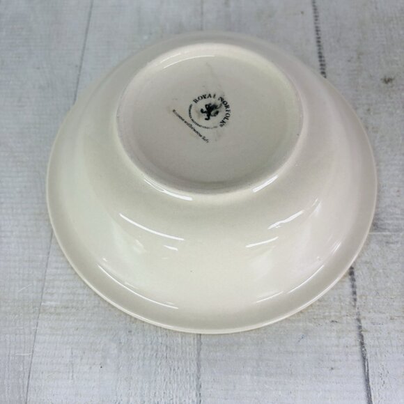 Royal Norfolk MAMBO Greenbrier Yellow Center Rings Stoneware Soup Bowls Set of 4